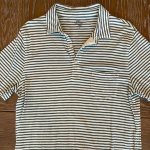 Men’s J.Crew Green Stripe Polo, Size Large